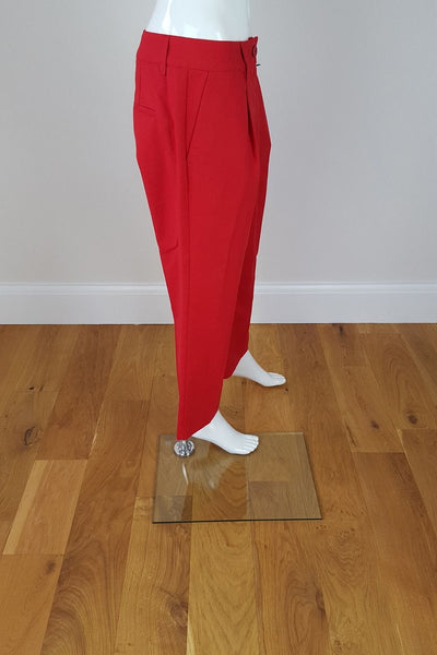 LOVE MOSCHINO Women's Cherry Red Pleat Front Capri Trousers (UK 10