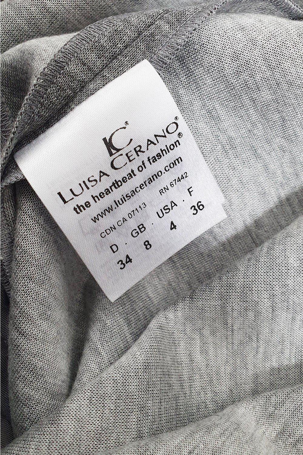 LUISA CERANO Grey V Neck Short Sleeved Fitted Dress (D 34 & D 42)-The Freperie