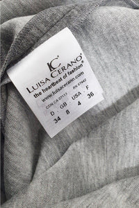 LUISA CERANO Grey V Neck Short Sleeved Fitted Dress (D 34 & D 42)-The Freperie