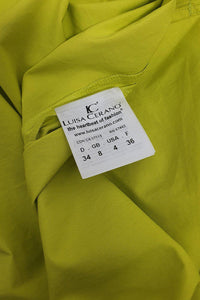 LUISA CERANO Mustard Yellow 100% Cotton Ruffle Collar Short Sleeved Dress (DE 34 | GB 8)-The Freperie