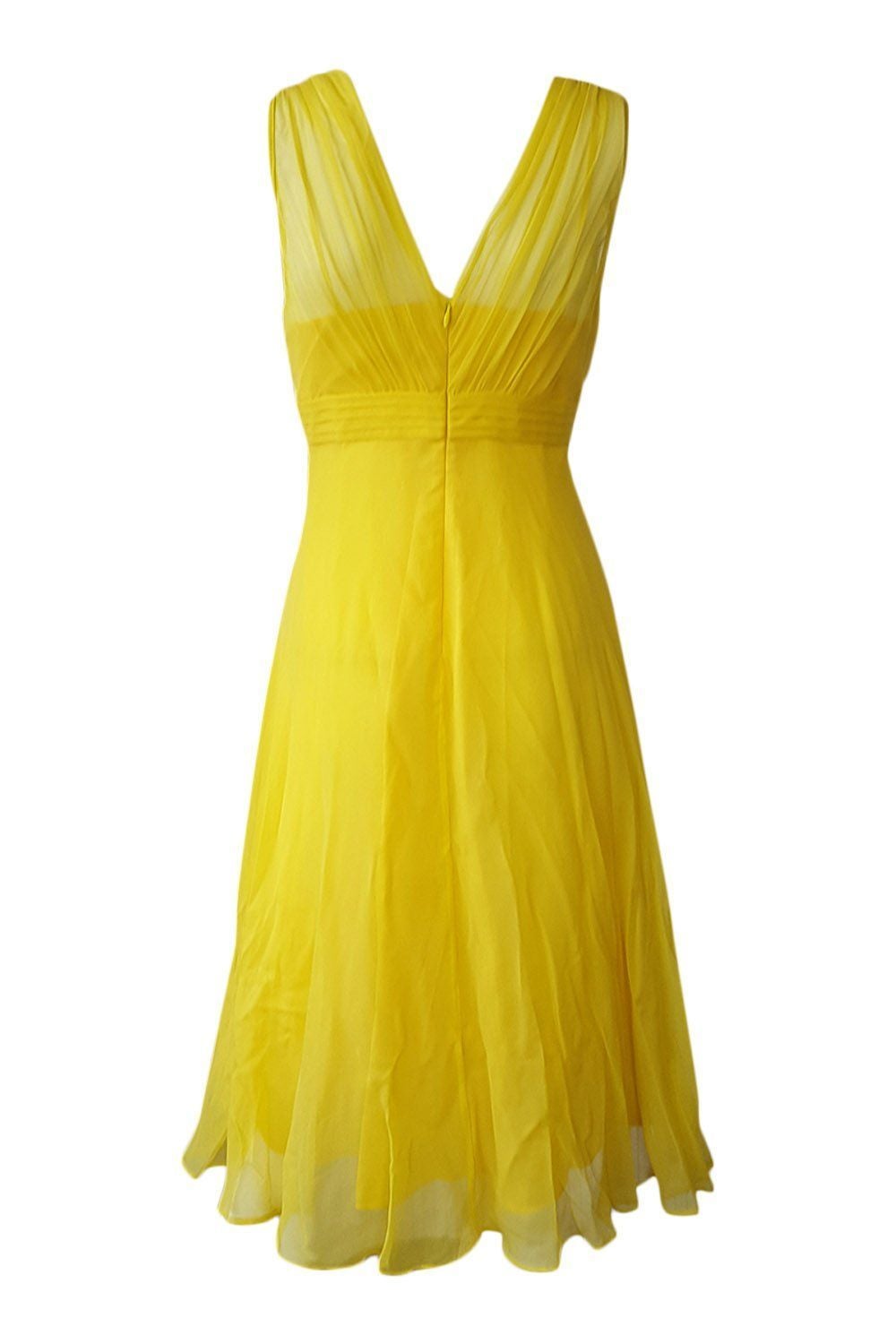 L.K. BENNETT Yellow Chiffon Sleeveless Dress (UK 8)-LK Bennett-The Freperie