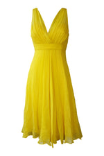 Load image into Gallery viewer, L.K. BENNETT Yellow Chiffon Sleeveless Dress (UK 8)-LK Bennett-The Freperie
