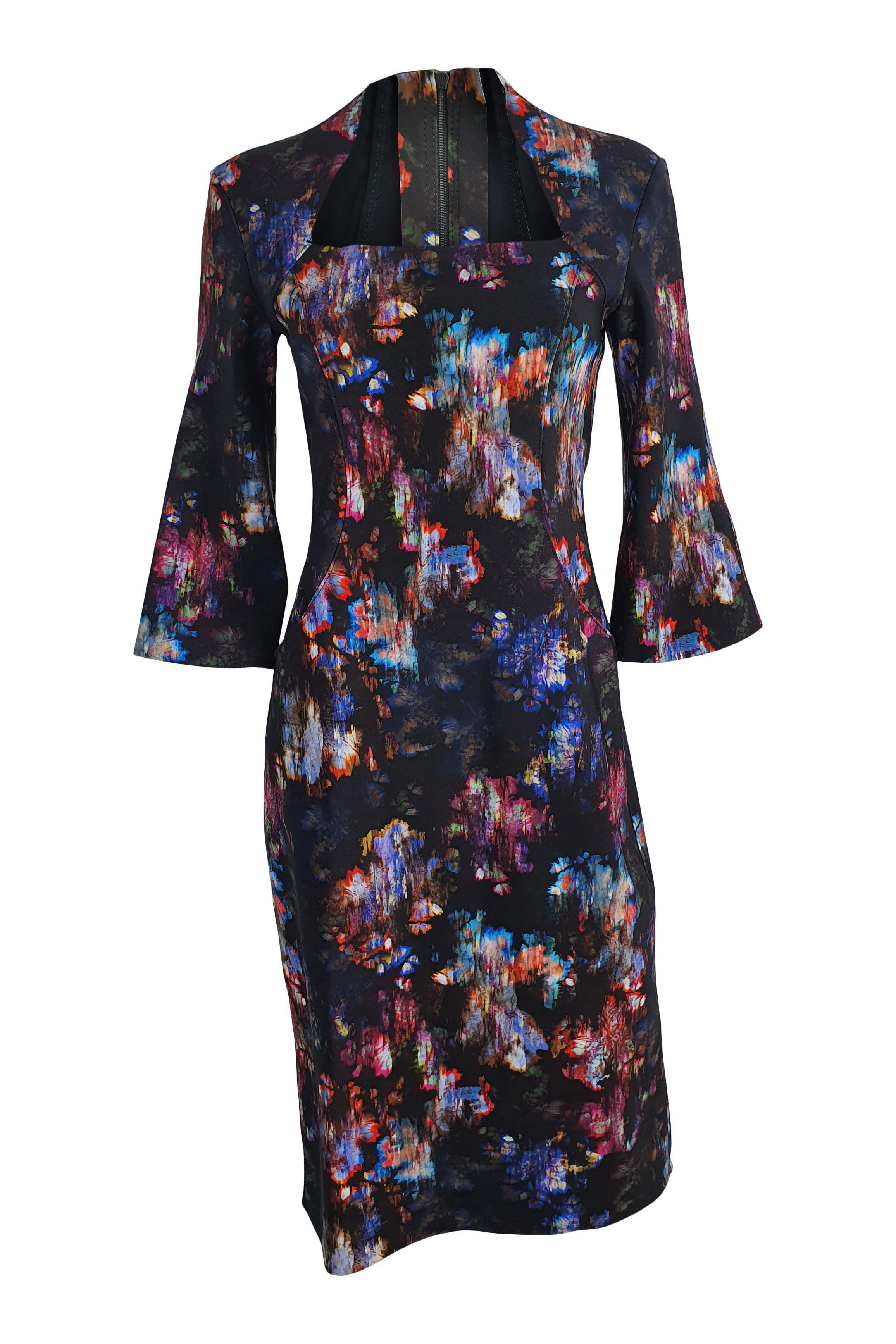 M2057 Maria Pinto Black Hidden Flowers Marguerite Dress (S)-Maria Pinto-The Freperie