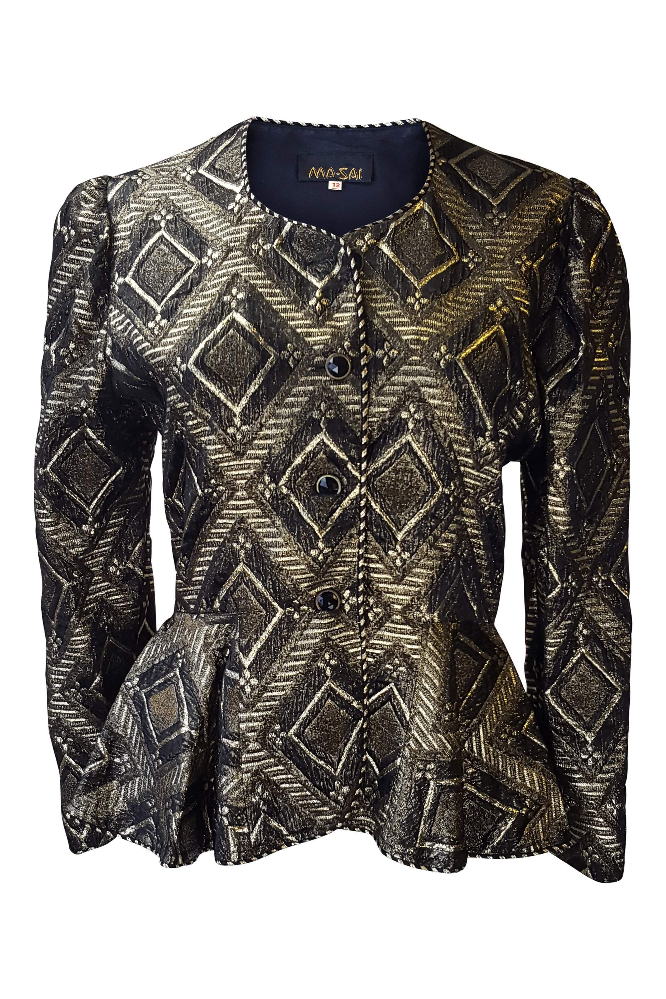 MA-SAI Vintage Black and Gold Fitted Jacket (12)-Ma-Sai-The Freperie