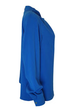 Load image into Gallery viewer, MADELEINE True Blue Twist Front Long Sleeve Top (UK 14)-Escada-The Freperie
