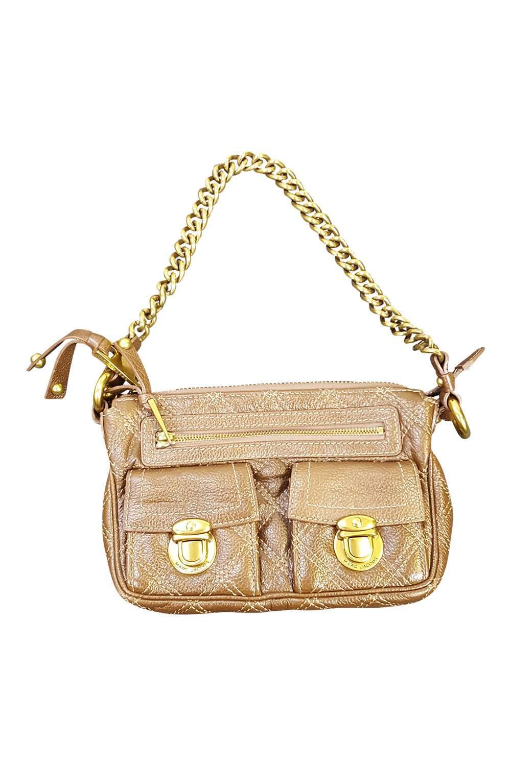 MARC JACOBS Brown Quilted Mini Chain Handle Bag (XS)-Marc Jacobs-The Freperie