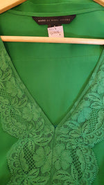 Load image into Gallery viewer, MARC JACOBS Emerald Green Lace Front Silk Dress (US 4 | UK 8)-The Freperie
