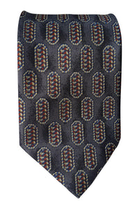 MARKS & SPENCER 100% Silk Geometric Repeat Grey Tie (58.5")-Marks & Spencer-The Freperie