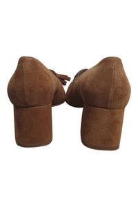 MASCARO Cindy Brown Suede Almond Toe Court Shoes (37)-The Freperie