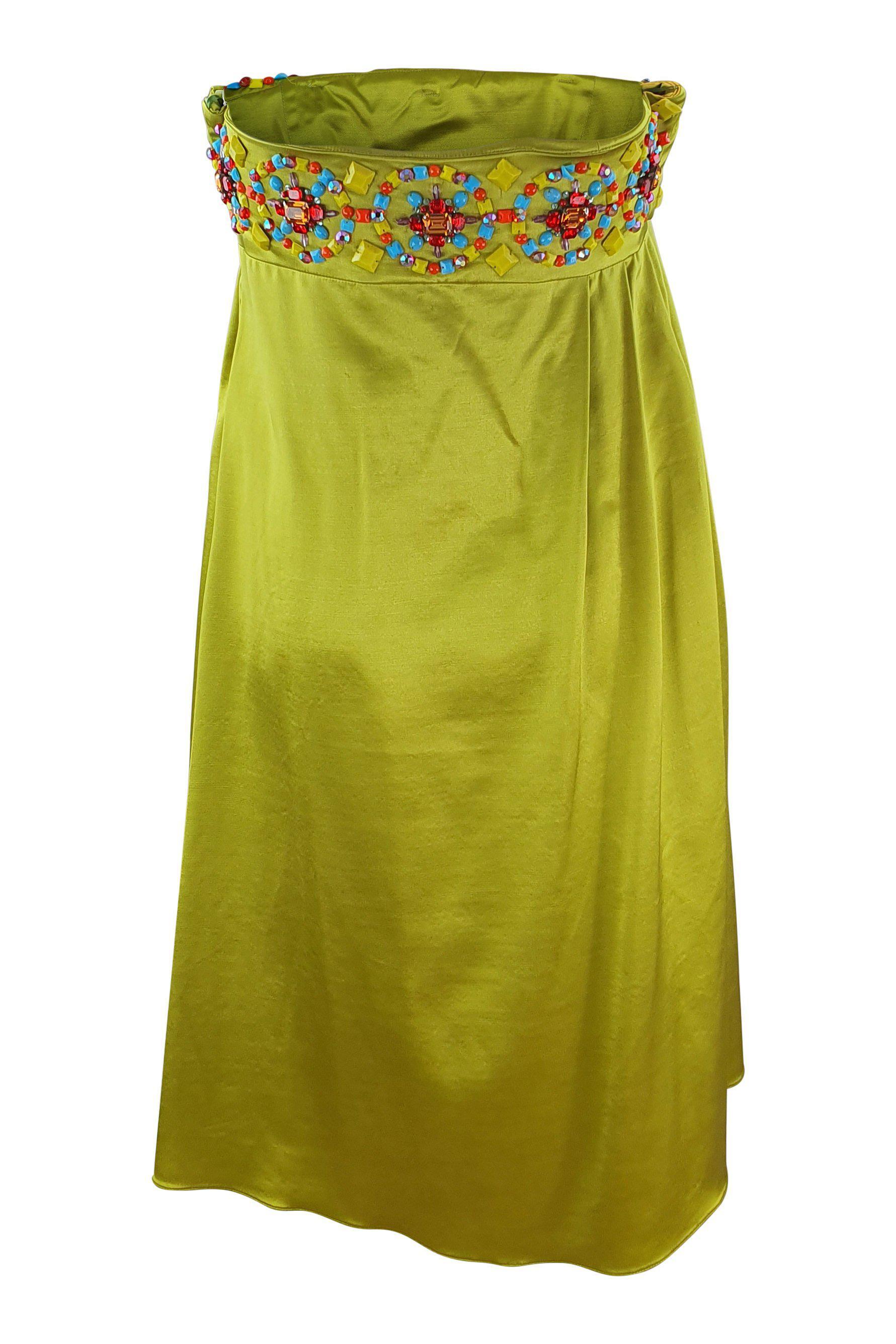 MATTHEW WILLIAMSON Lime Green Empire Line Midi Dress (12)-Matthew Williamson-The Freperie