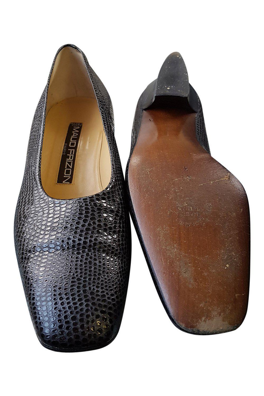 MAUD FRIZON Black Mid Heel Leather Court Shoes (39.5)-Maud Frizon-The Freperie