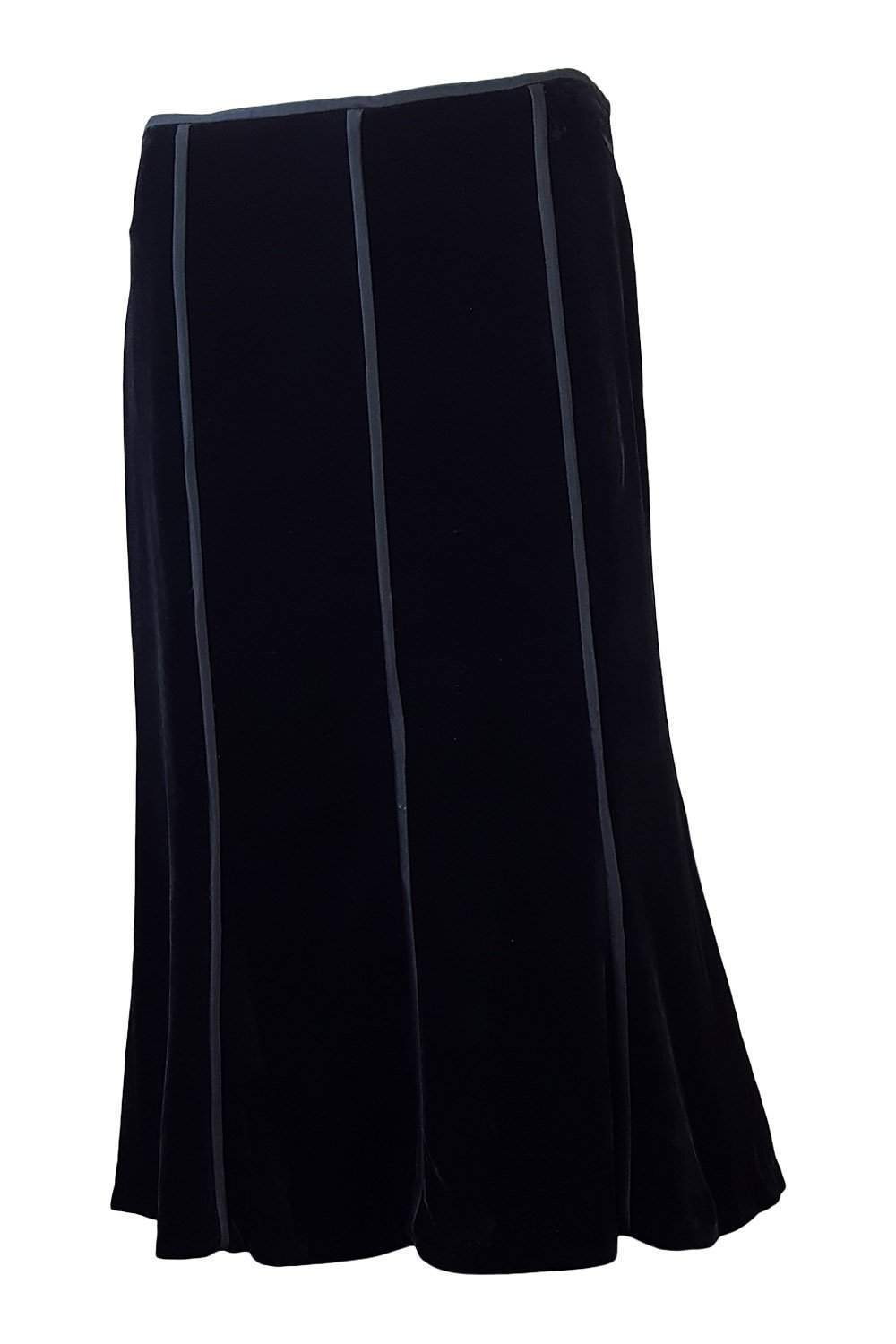 MAX MARA Black Velvet Silk Blend A Line Skirt (UK 10)-Max Mara-The Freperie