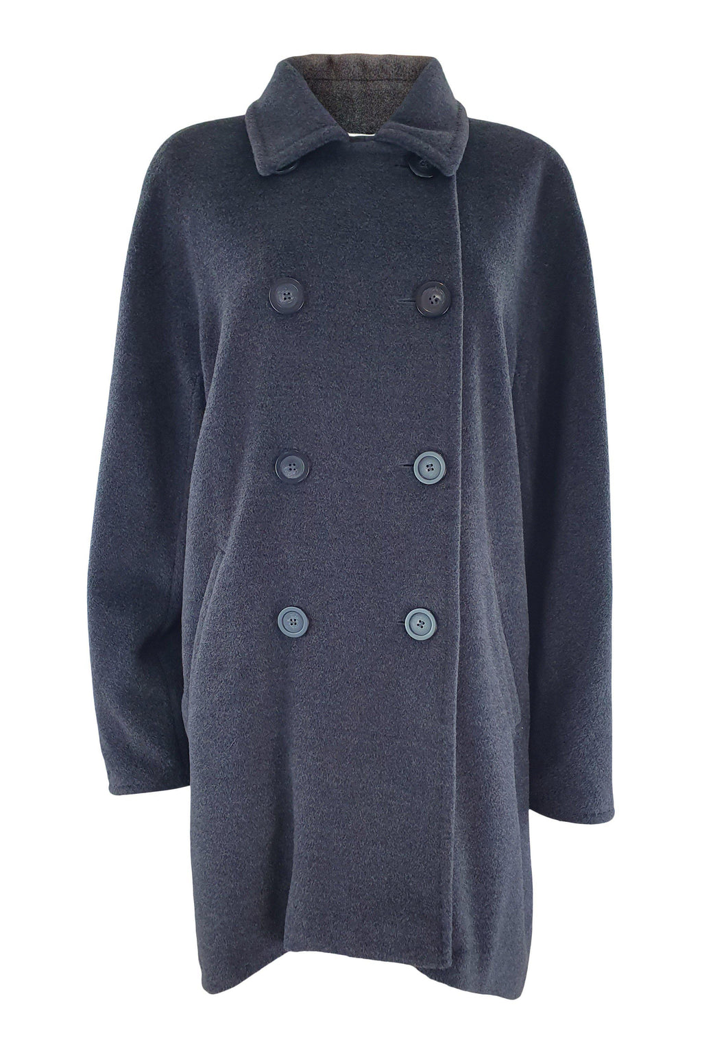 MAX MARA Grey Wool and Cashmere Blend Overcoat (UK 12)-Max Mara-The Freperie