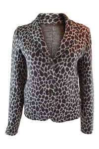 MAX MARA Weekend 100% Virgin Wool Brown Leopard Print Jacket (UK 10)-The Freperie