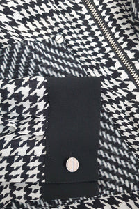 MICHAEL KORS 100% Silk Black and White Dogtooth Check Shirt (L)-Michael Kors-The Freperie