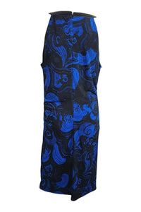 MICHAEL KORS Blue Halter Neck Graphic Print Jersey Bodycon Dress (L)-Michael Kors-The Freperie