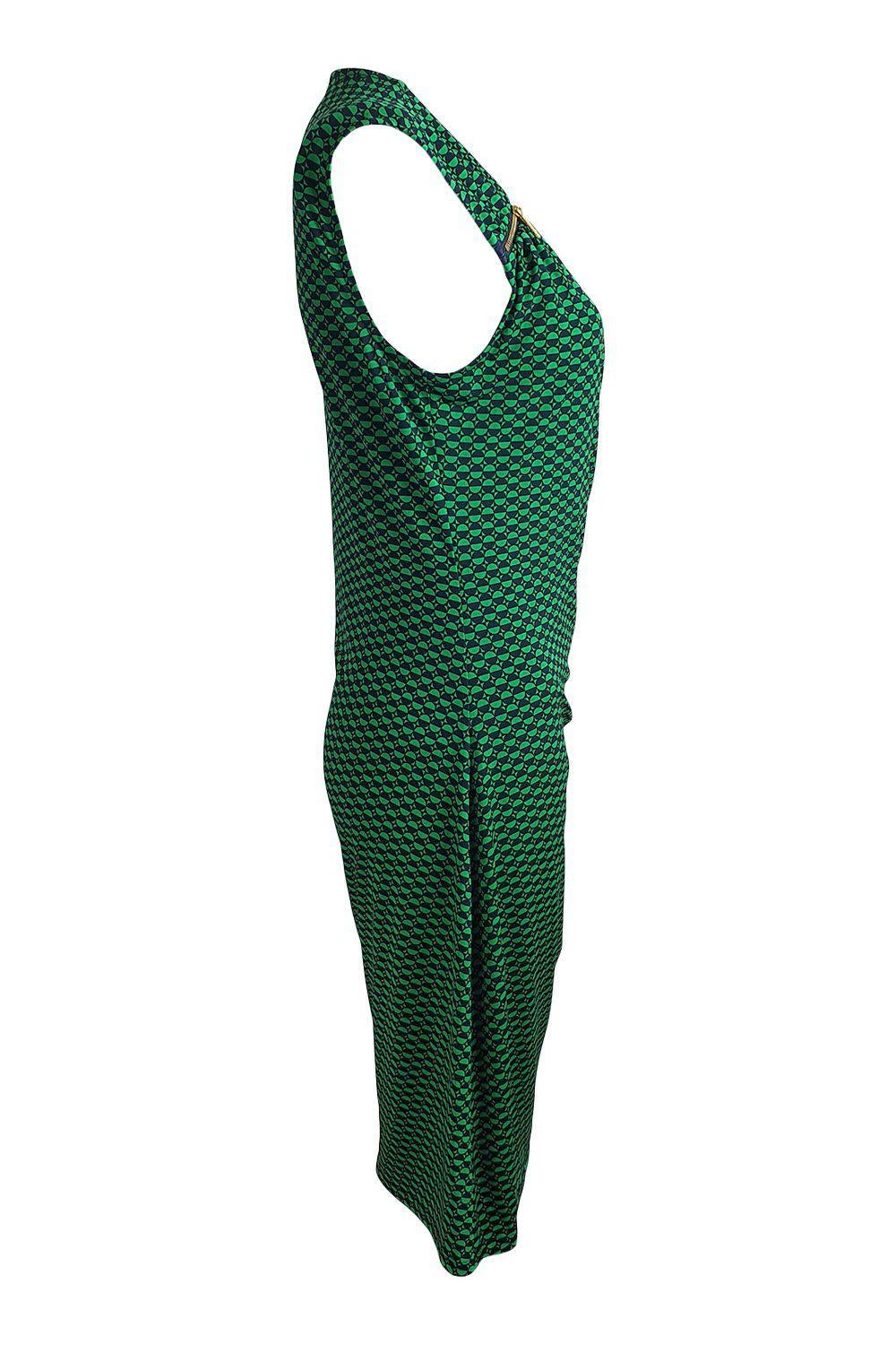 MICHAEL KORS Green Blue Abstract Print Sleeveless Dress (M)-Michael Kors-The Freperie