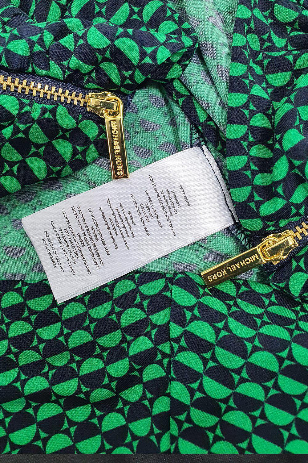 MICHAEL KORS Green Blue Abstract Print Sleeveless Dress (M)-Michael Kors-The Freperie