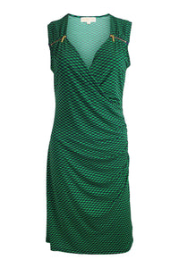 MICHAEL KORS Green Blue Abstract Print Sleeveless Dress (M)-Michael Kors-The Freperie