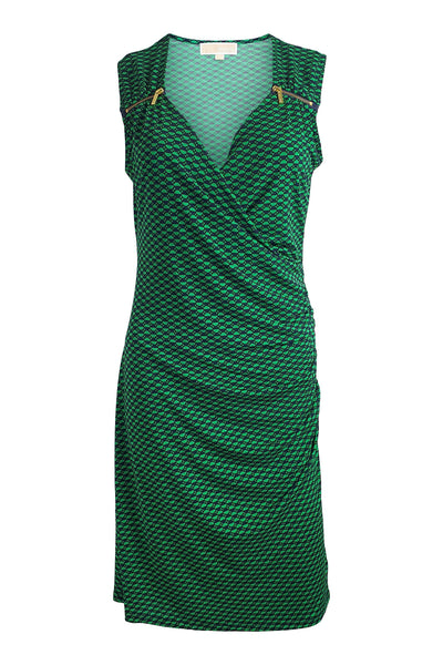 MICHAEL KORS Green Blue Abstract Print Sleeveless Dress (M) The Freperie MICHAEL KORS Green Blue Abstract Print Sleeveless Dress (M) The Freperie