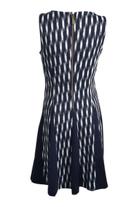 MICHAEL KORS Navy Blue Fit and Flare Abstract Print Sleeveless Dress (6)-Michael Kors-The Freperie
