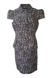 MICHAEL KORS Wool Blend Floral Print Lace Patterned Dress Suit (6)-Michael Kors-The Freperie