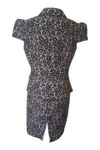 MICHAEL KORS Wool Blend Floral Print Lace Patterned Dress Suit (6)-Michael Kors-The Freperie