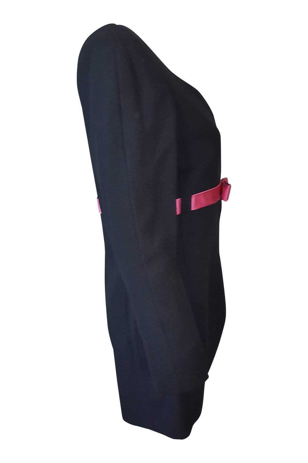 MIRELLA CAVORSO Black and Pink Fitted Collarless Jacket-Mirella Cavorso-The Freperie