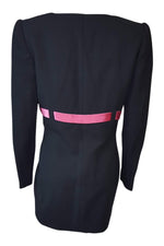 Load image into Gallery viewer, MIRELLA CAVORSO Black and Pink Fitted Collarless Jacket-Mirella Cavorso-The Freperie
