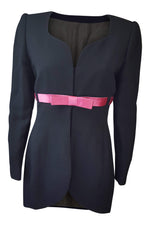 Load image into Gallery viewer, MIRELLA CAVORSO Black and Pink Fitted Collarless Jacket-Mirella Cavorso-The Freperie
