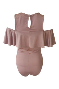 MISS SELFRIDGE Metallic Pink Cold Shoulder Body Suit (UK 10 | US 06)-The Freperie