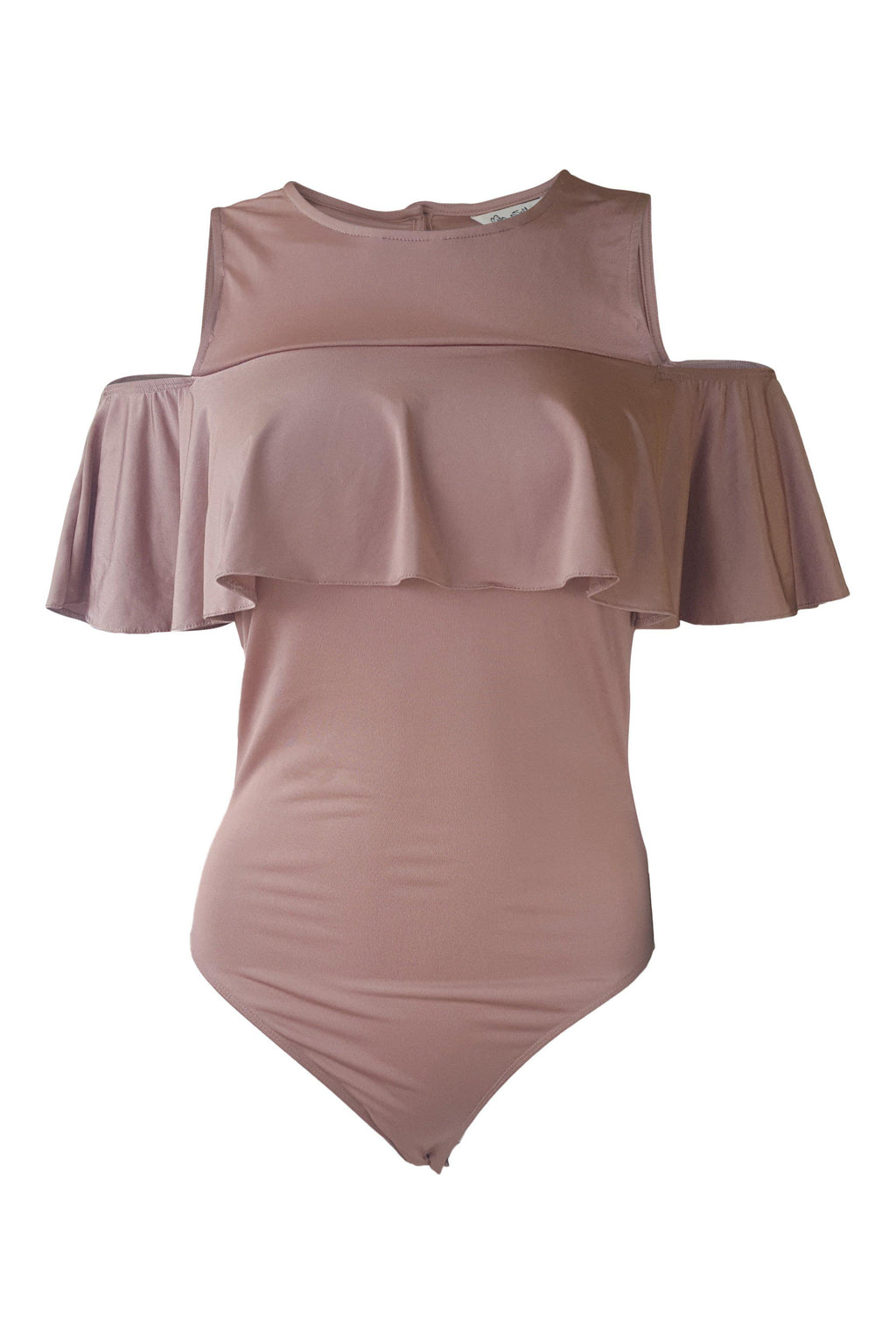 MISS SELFRIDGE Metallic Pink Cold Shoulder Body Suit (UK 10 | US 06)-The Freperie