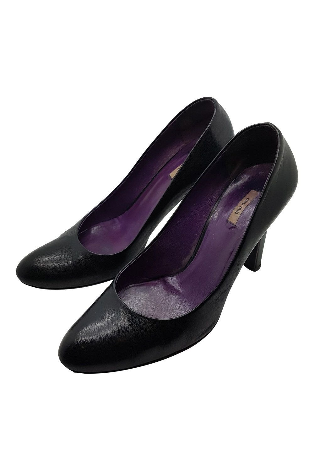 MIU MIU Plain Black Court Shoes (36)-Miu Miu-The Freperie