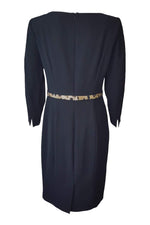 Load image into Gallery viewer, MOSCHINO Black Leopard Print Belt Dress (UK 12)-Moschino-The Freperie
