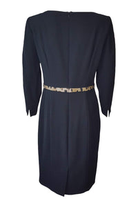 MOSCHINO Black Leopard Print Belt Dress (UK 12)-Moschino-The Freperie