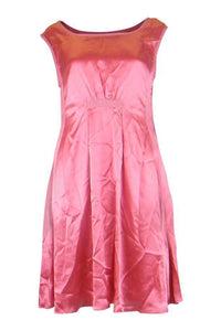MOSCHINO CHEAP & CHIC Pink Satin Sleeveless Dress (UK 14)-Moschino-The Freperie