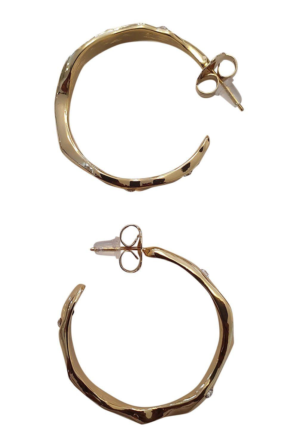 MeMe London 18k Gold Plated Rhinestone Studded Classic Hoop Earrings (M)-MeMe London-The Freperie