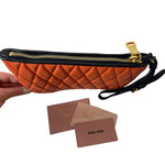Load image into Gallery viewer, Miu Miu Papaya Biker Wristlet Pouch with Authentication cards-The Freperie
