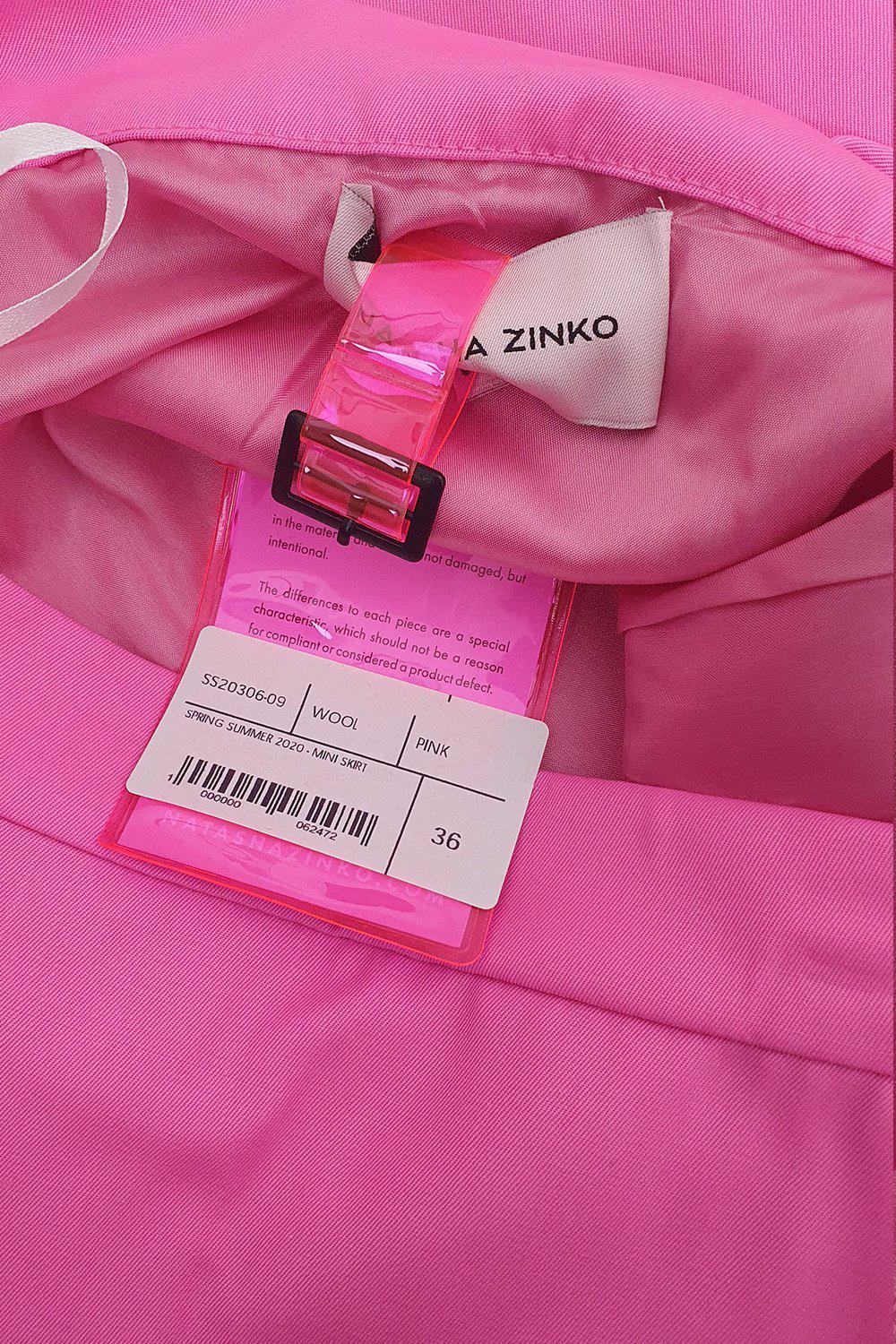 NATASHA ZINKO 100% Wool Hot Pink Slim Fit Mini Skirt (UK 8 | IT 40 | FR 36)-The Freperie