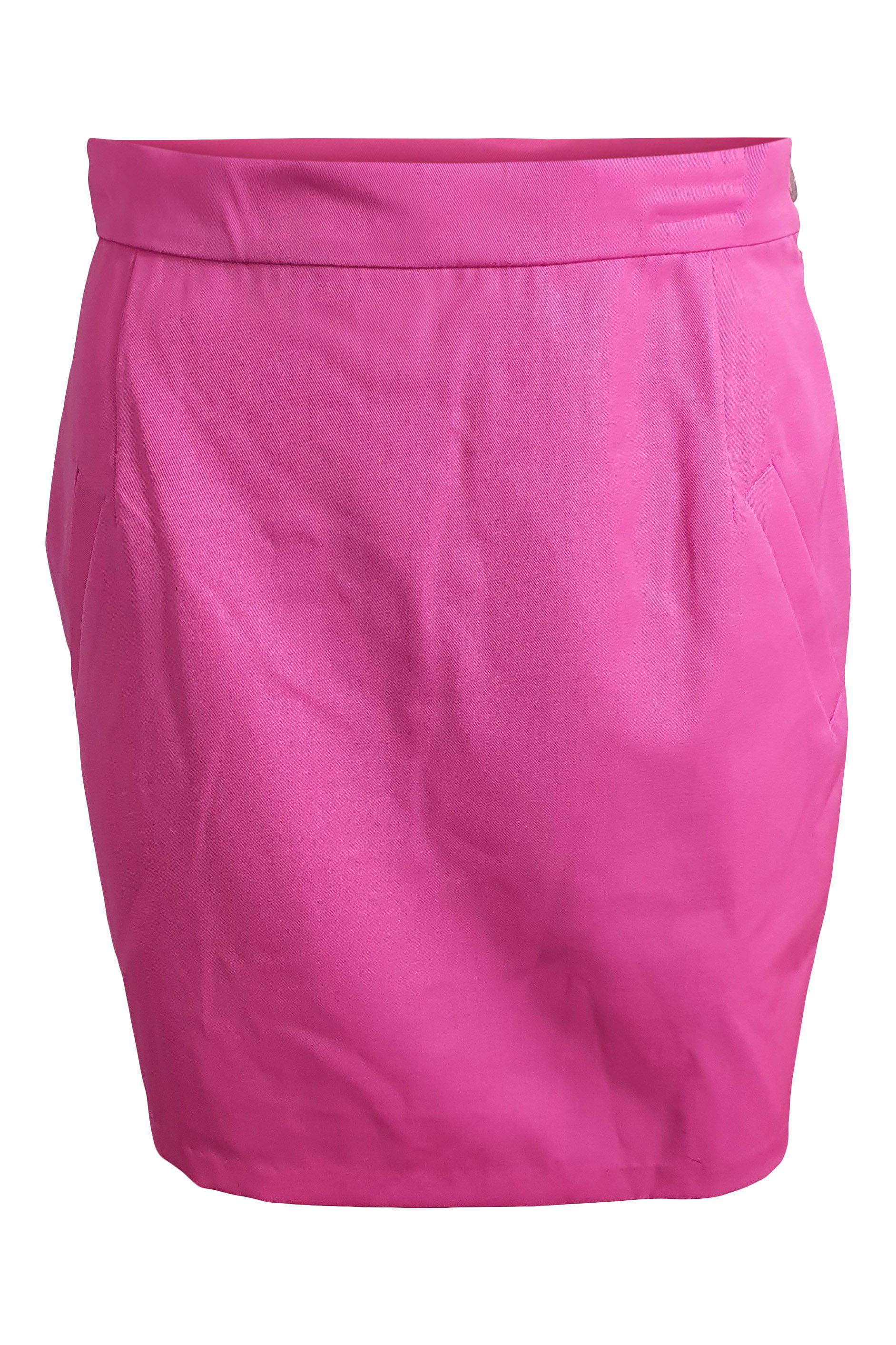 NATASHA ZINKO 100% Wool Hot Pink Slim Fit Mini Skirt (UK 8 | IT 40 | FR 36)-The Freperie
