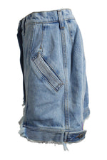 Load image into Gallery viewer, NATASHA ZINKO Light Blue Short Frayed Denim Mini Skirt (UK 06 | IT 34)-The Freperie
