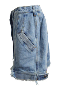 NATASHA ZINKO Light Blue Short Frayed Denim Mini Skirt (UK 06 | IT 34)-The Freperie