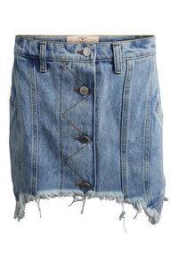 NATASHA ZINKO Light Blue Short Frayed Denim Mini Skirt (UK 06 | IT 34)-The Freperie