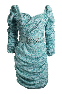 NICHOLAS Blue White Crossover Gathered Dress (AU 10 | UK 10 | IT 42)-Nicholas-The Freperie