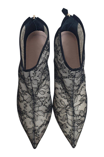 Nicholas Kirkwood Black Leather Pearl Studded Ankle Boots Size 39