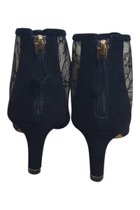 Nicholas Kirkwood Black Leather Pearl Studded Ankle Boots Size 39