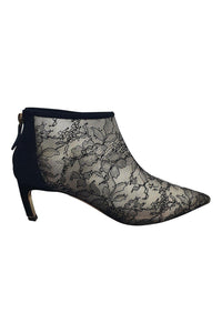 NICHOLAS KIRKWOOD Mira faux pearl-embellished lace and suede ankle boots (38)-The Freperie