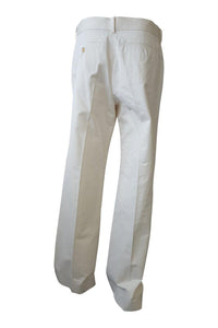 NICOLE FARHI 100% Cotton Cream Wide Straight Leg Trousers (UK 12)-Nicole Farhi-The Freperie