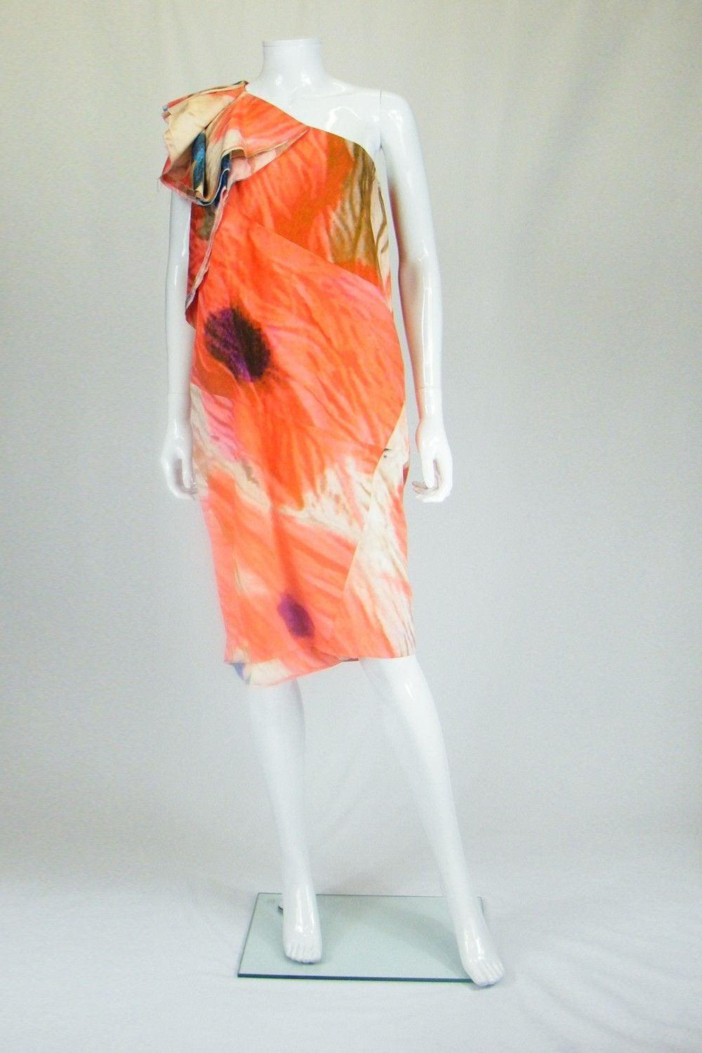 NICOLE FARHI Silk Mix One Shoulder Dress UK 10-Nicole Farhi-The Freperie