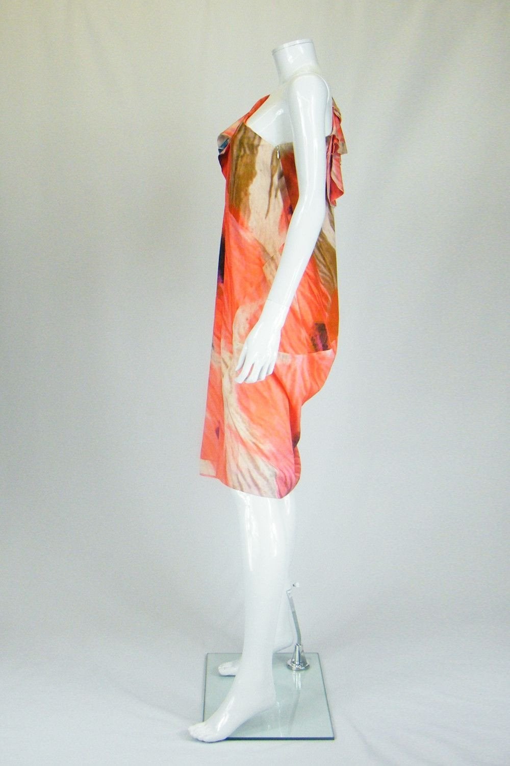 NICOLE FARHI Silk Mix One Shoulder Dress UK 10-Nicole Farhi-The Freperie